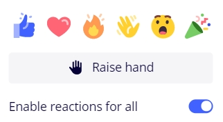 знімок екрана Miro, показано значки з реакціями співкористувачів дошки.