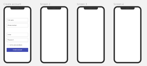 Image 19. visualisation of the four smartphone-shaped frames, the so-called application framework